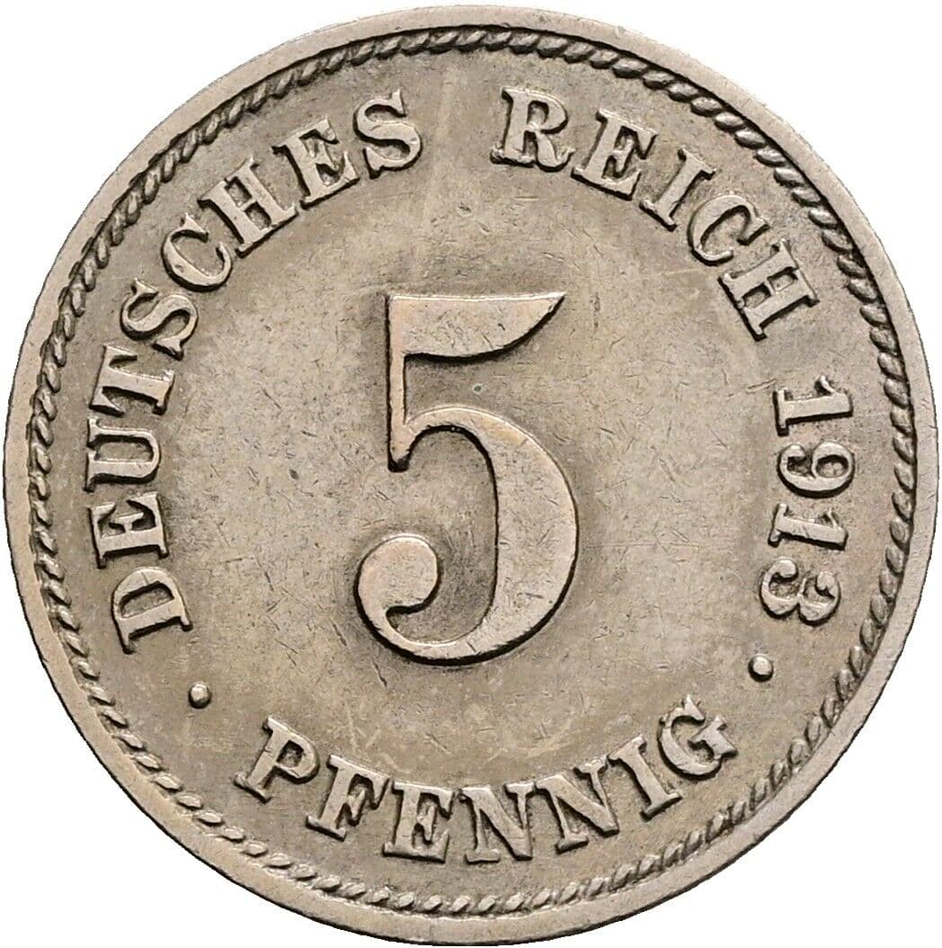 5 Pfennig 1913 G – Vorderseite