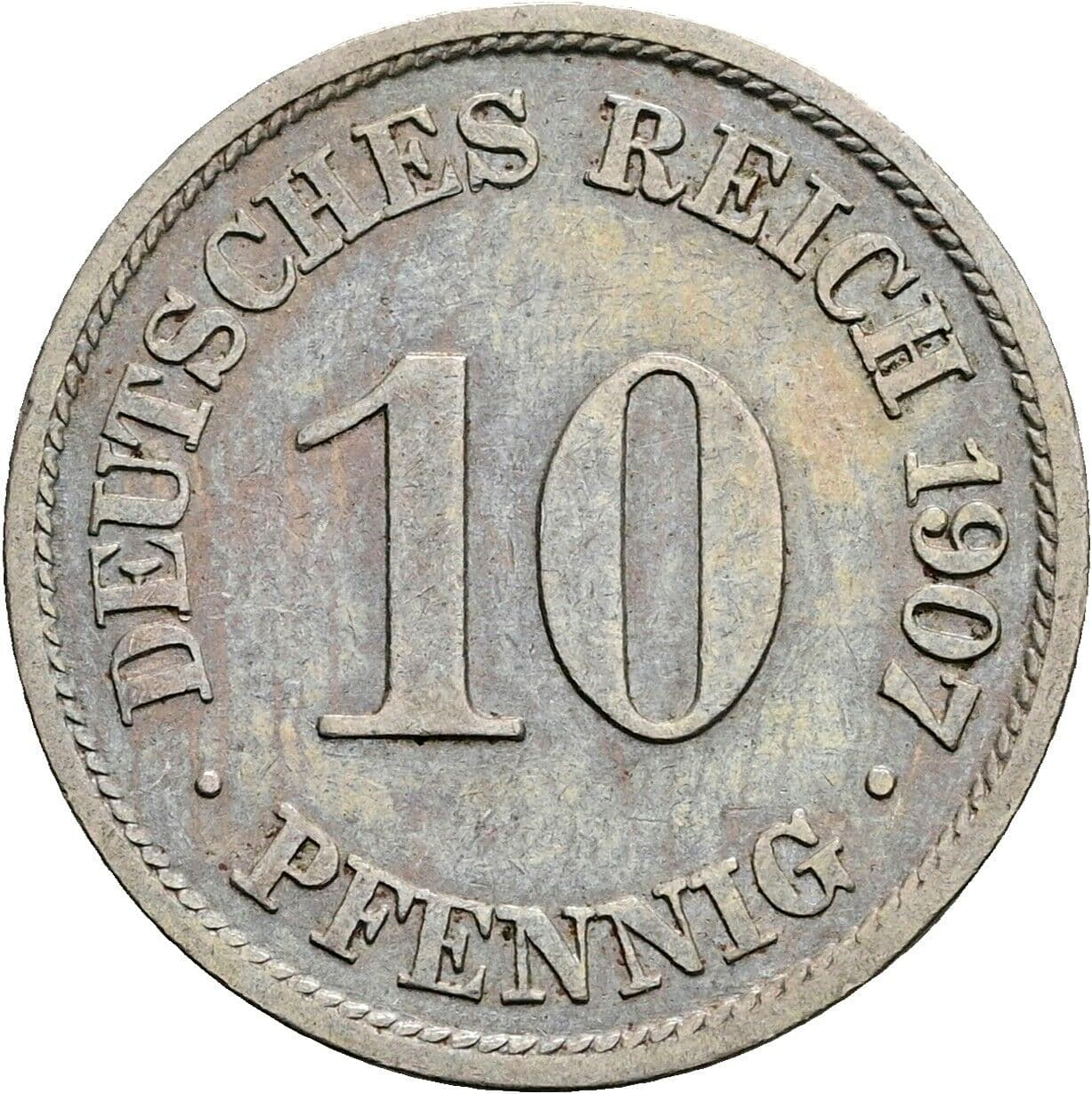10 Pfennig 1907 A – Vorderseite