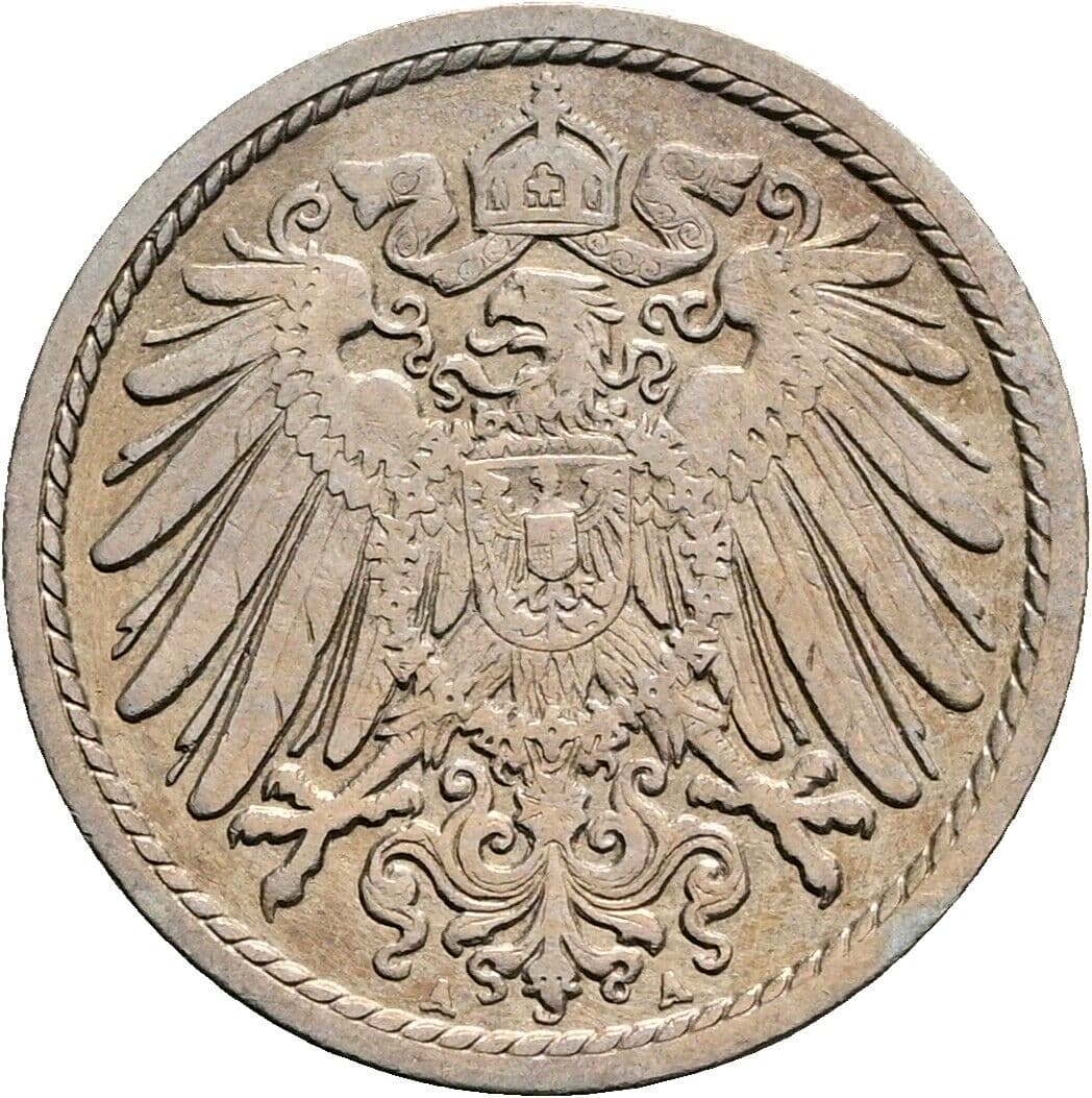 5 Pfennig 1908 A – Rückseite