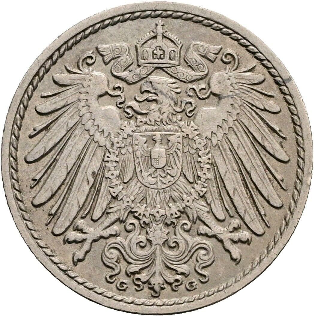 5 Pfennig 1913 G – Rückseite