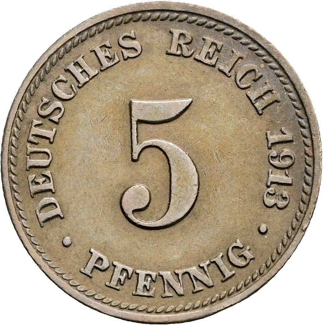 5 Pfennig 1913 D – Vorderseite