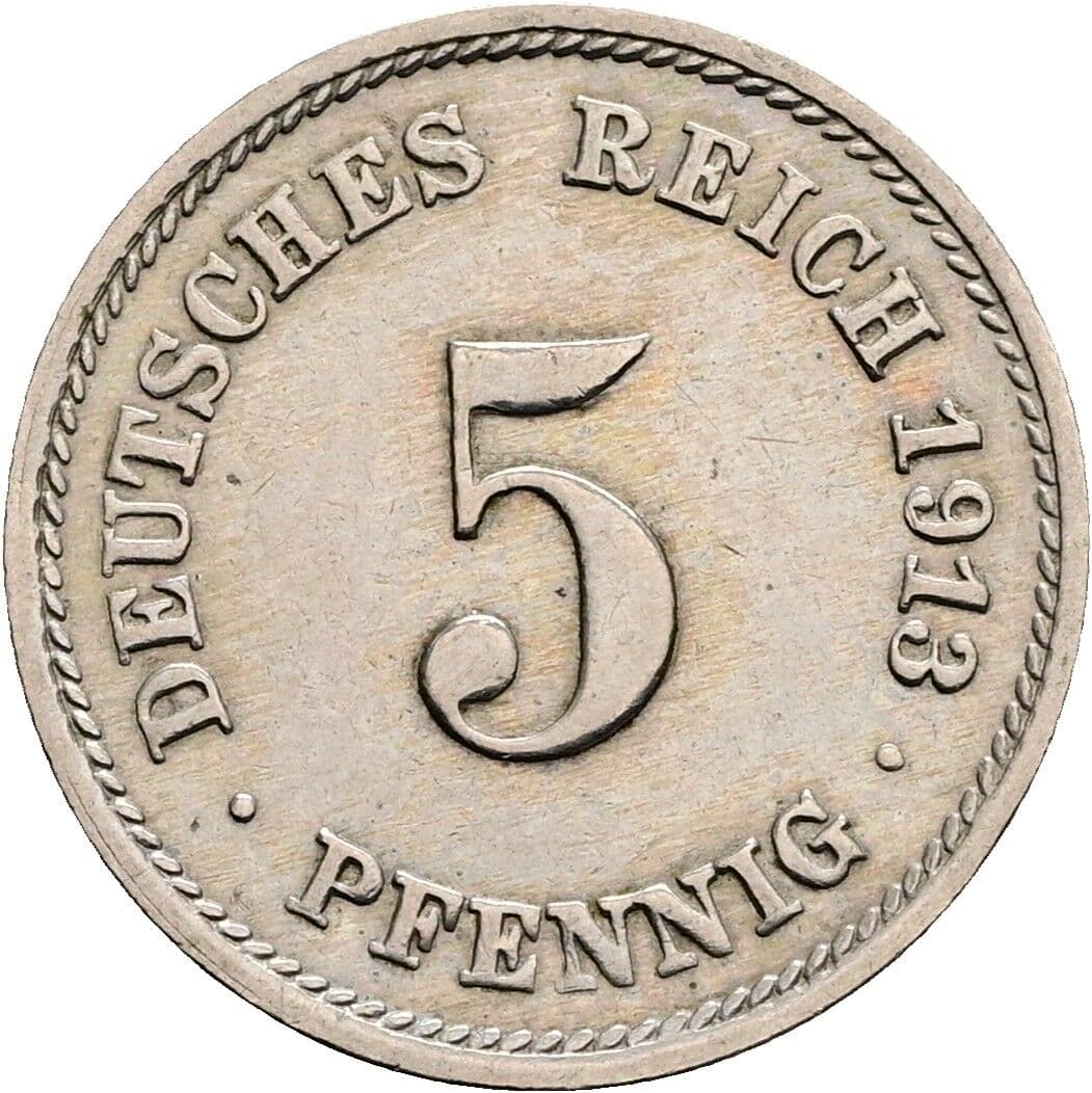 5 Pfennig 1913 F – Vorderseite
