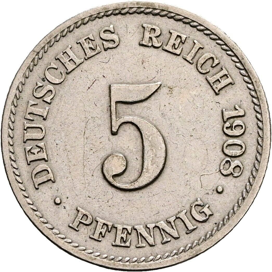 5 Pfennig 1908 G – Vorderseite