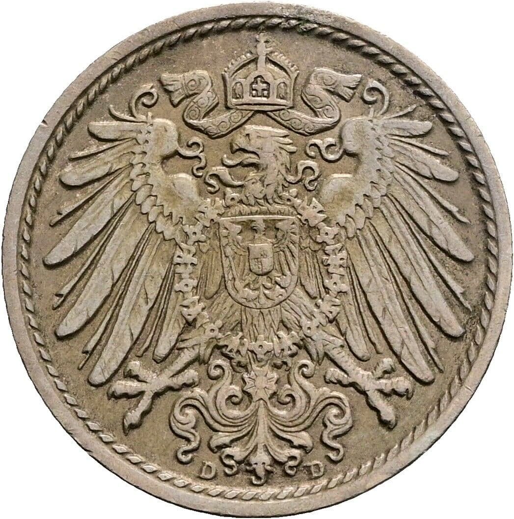 5 Pfennig 1913 D – Rückseite