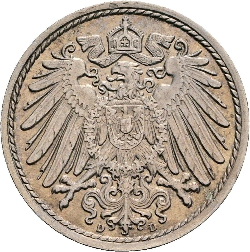 5 Pfennig 1909 D – Rückseite