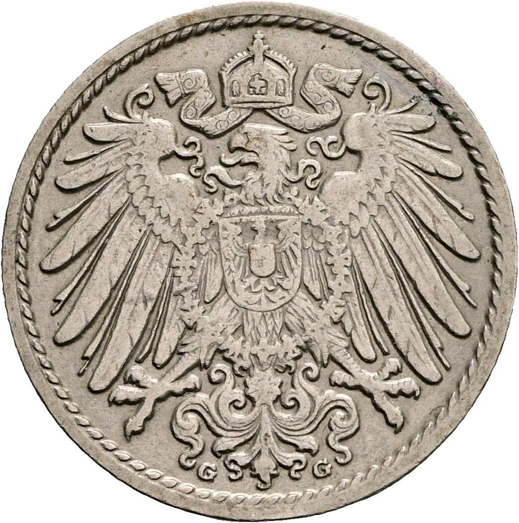 5 Pfennig 1908 G – Rückseite