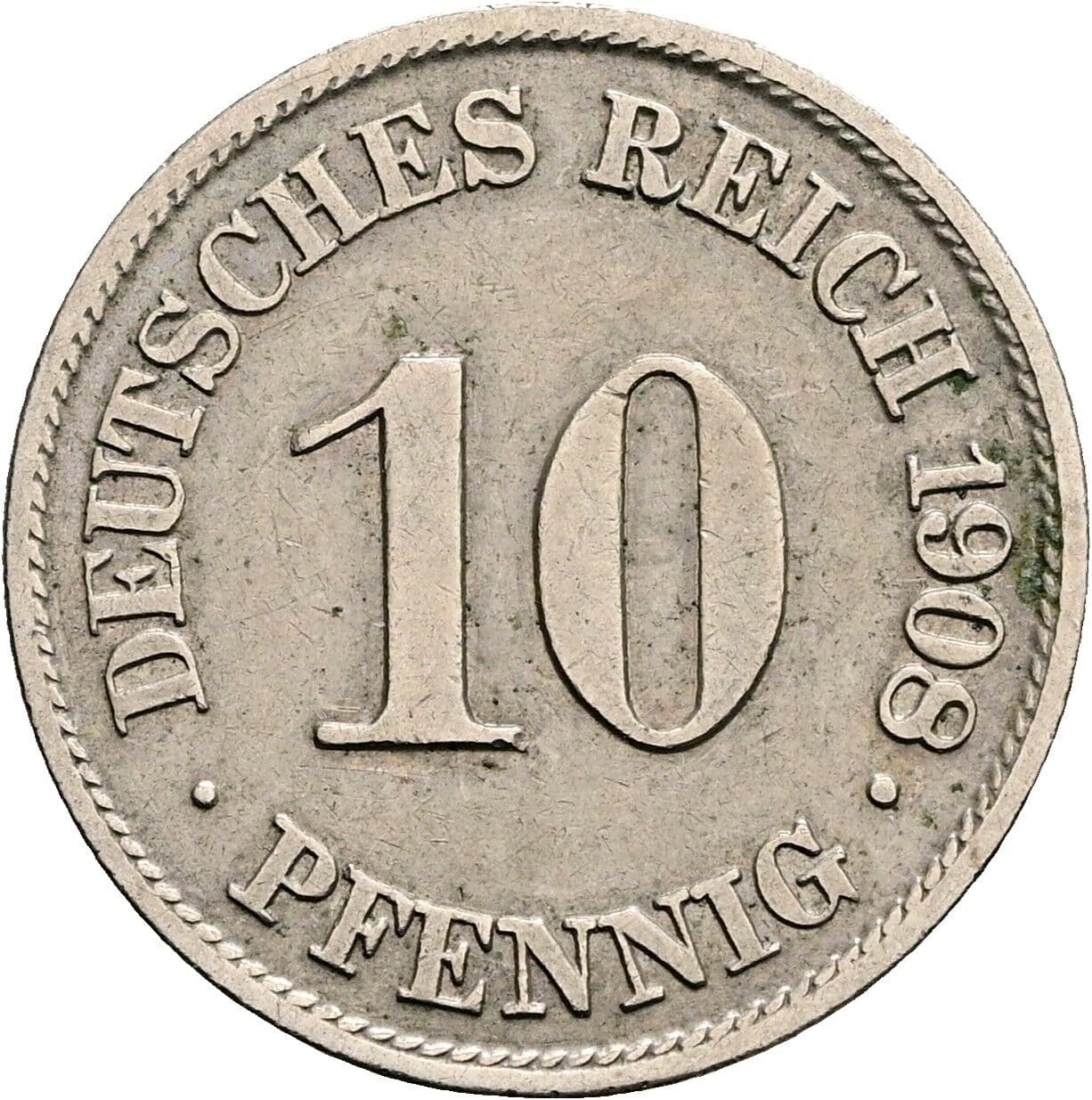 10 Pfennig 1908 A – Vorderseite