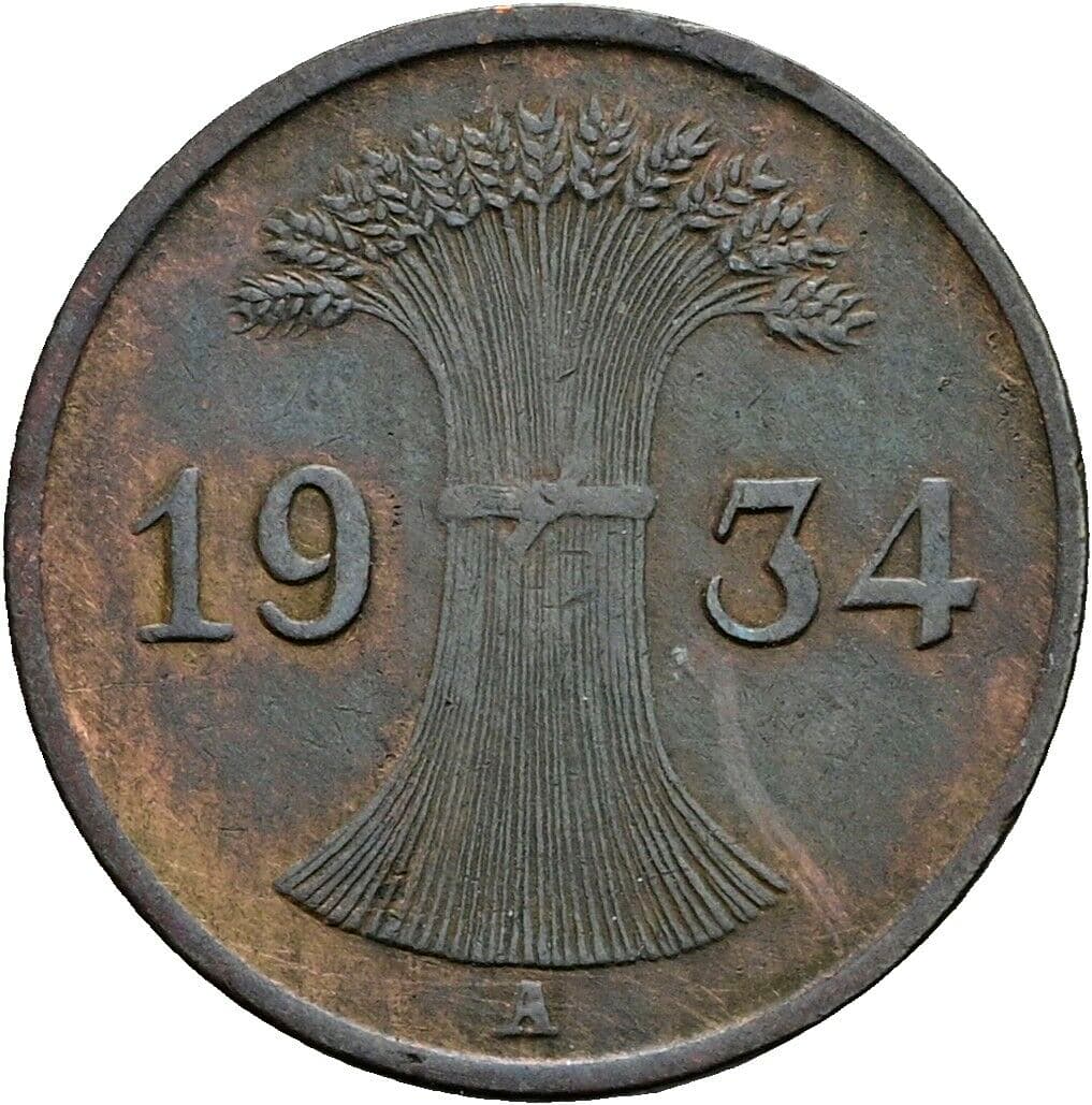 1 Reichspfennig 1934 A – Rückseite