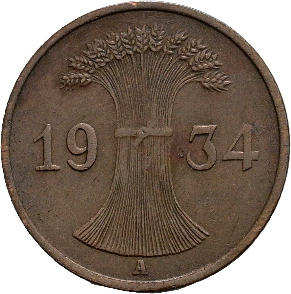 1 Reichspfennig 1934 A – Rückseite