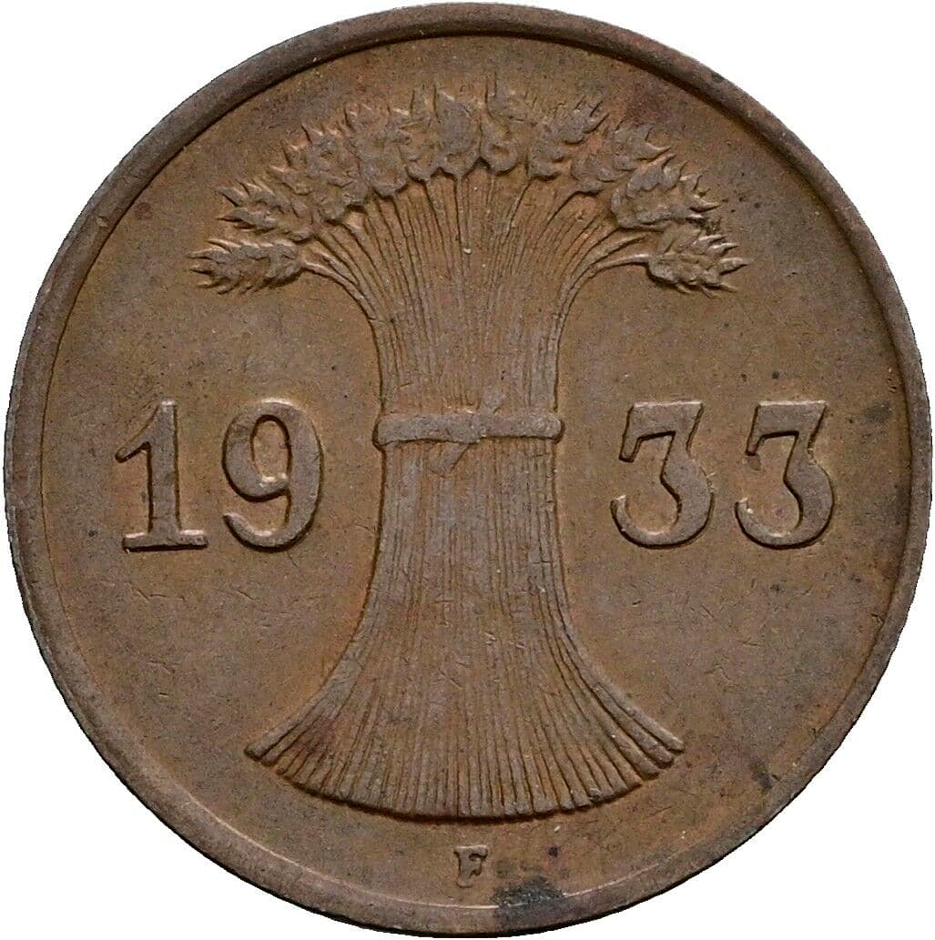 1 Reichspfennig 1933 F – Rückseite