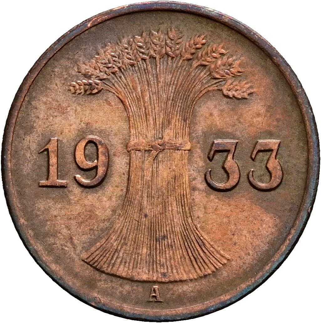 1 Reichspfennig 1933 A – Rückseite