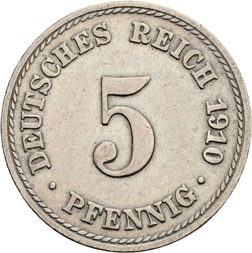 5 Pfennig 1910 A – Vorderseite