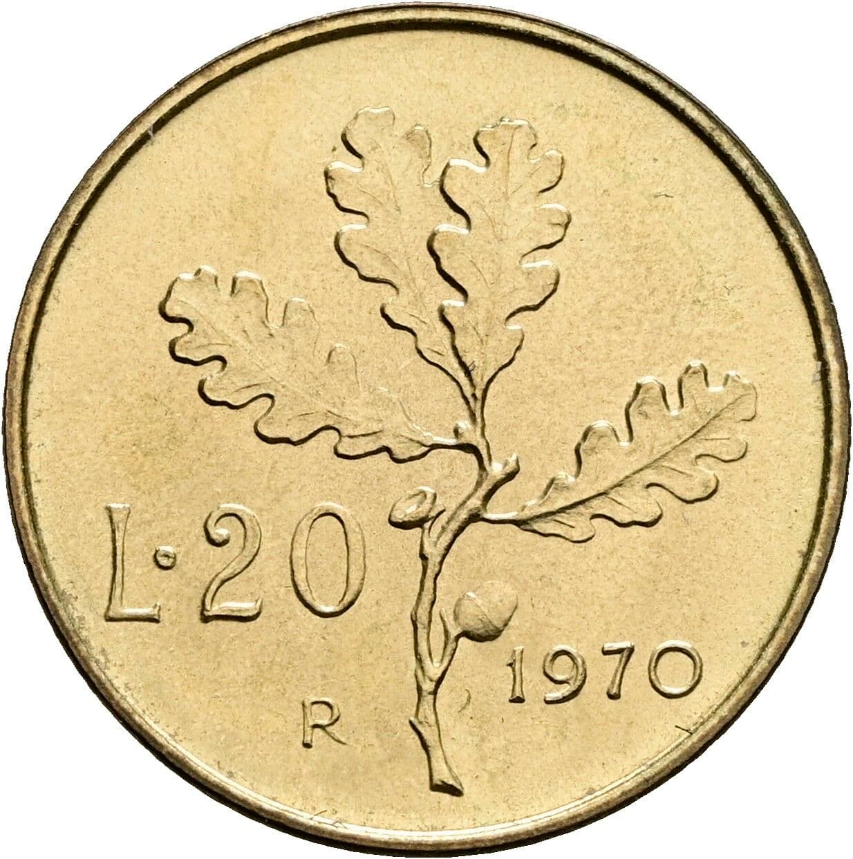 20 Lire 1970 – Rückseite