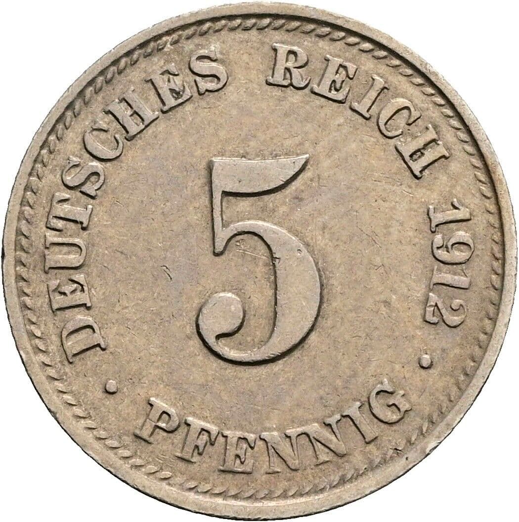 5 Pfennig 1912 D – Vorderseite