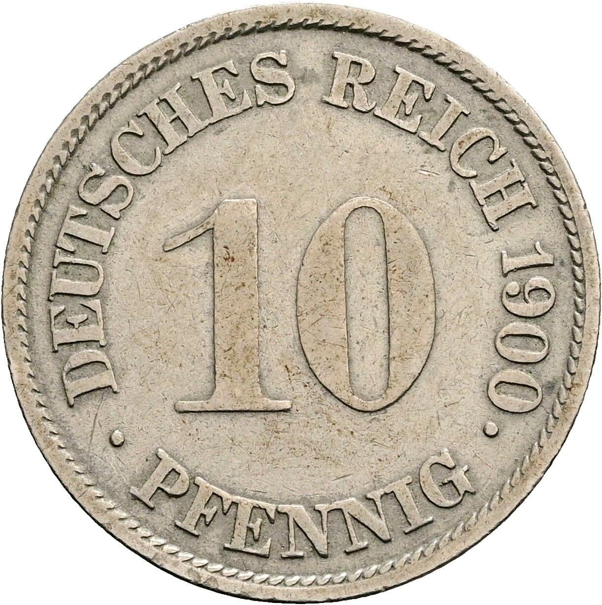 10 Pfennig 1900 G – Vorderseite