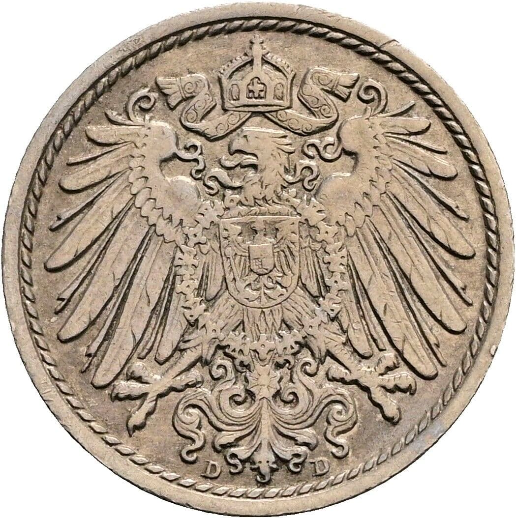 5 Pfennig 1912 D – Rückseite