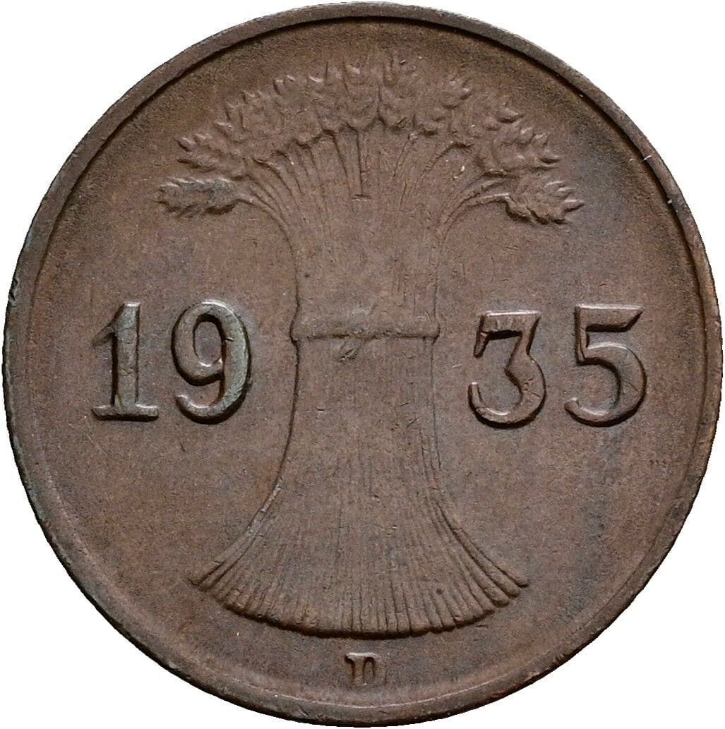 1 Reichspfennig 1935 D – Rückseite