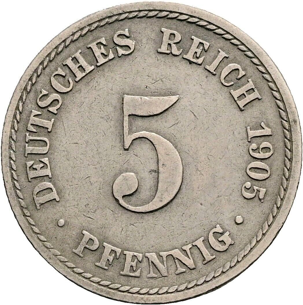 5 Pfennig 1905 A – Vorderseite