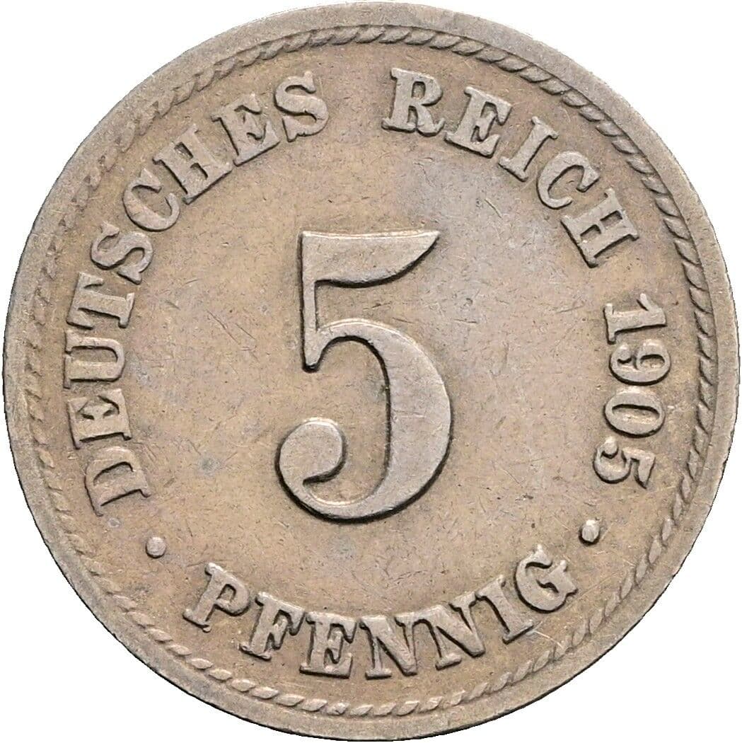 5 Pfennig 1905 A – Vorderseite