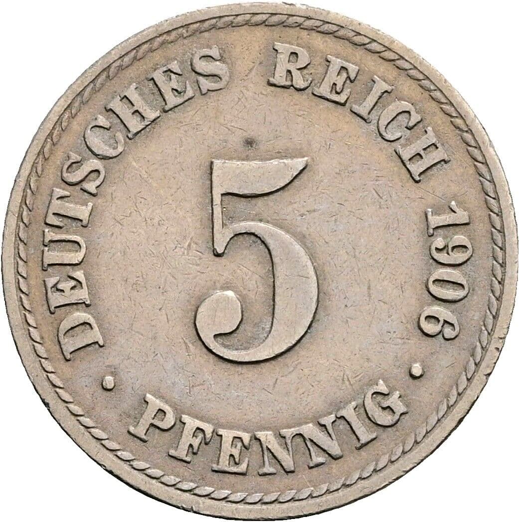 5 Pfennig 1906 A – Vorderseite