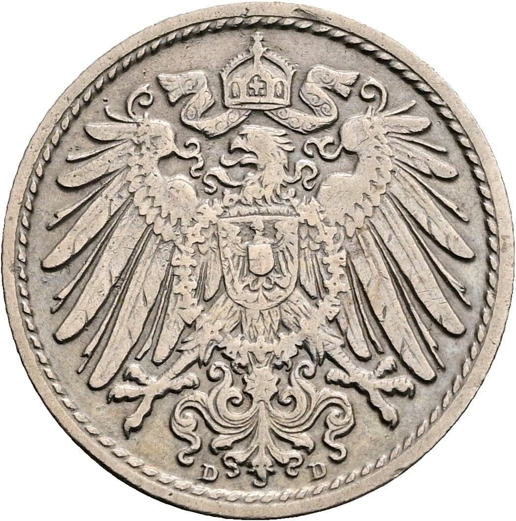 5 Pfennig 1907 D – Rückseite