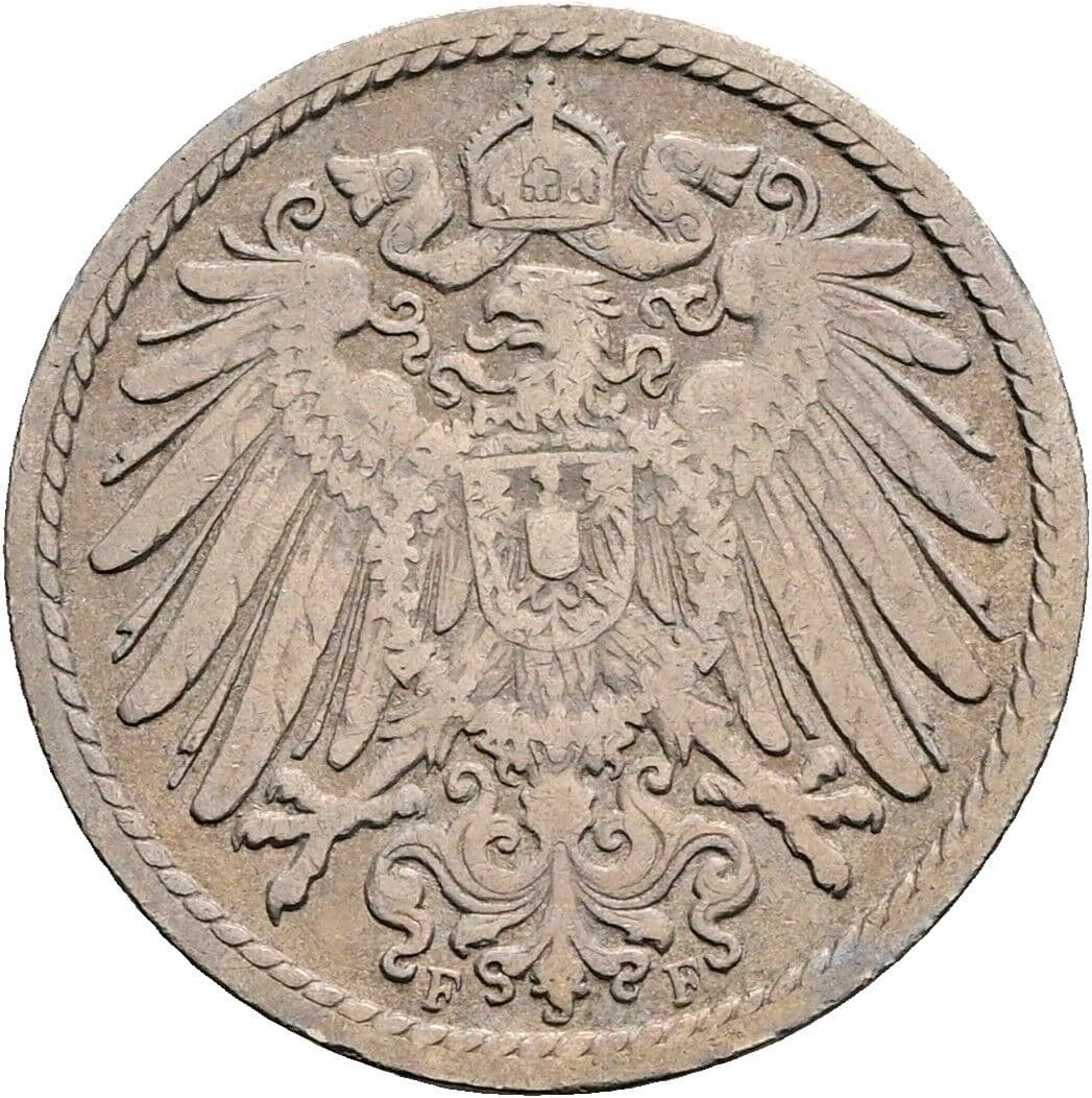 5 Pfennig 1901 F – Rückseite