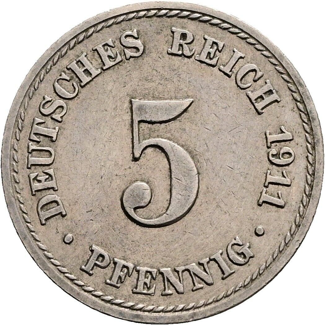 5 Pfennig 1911 A – Vorderseite