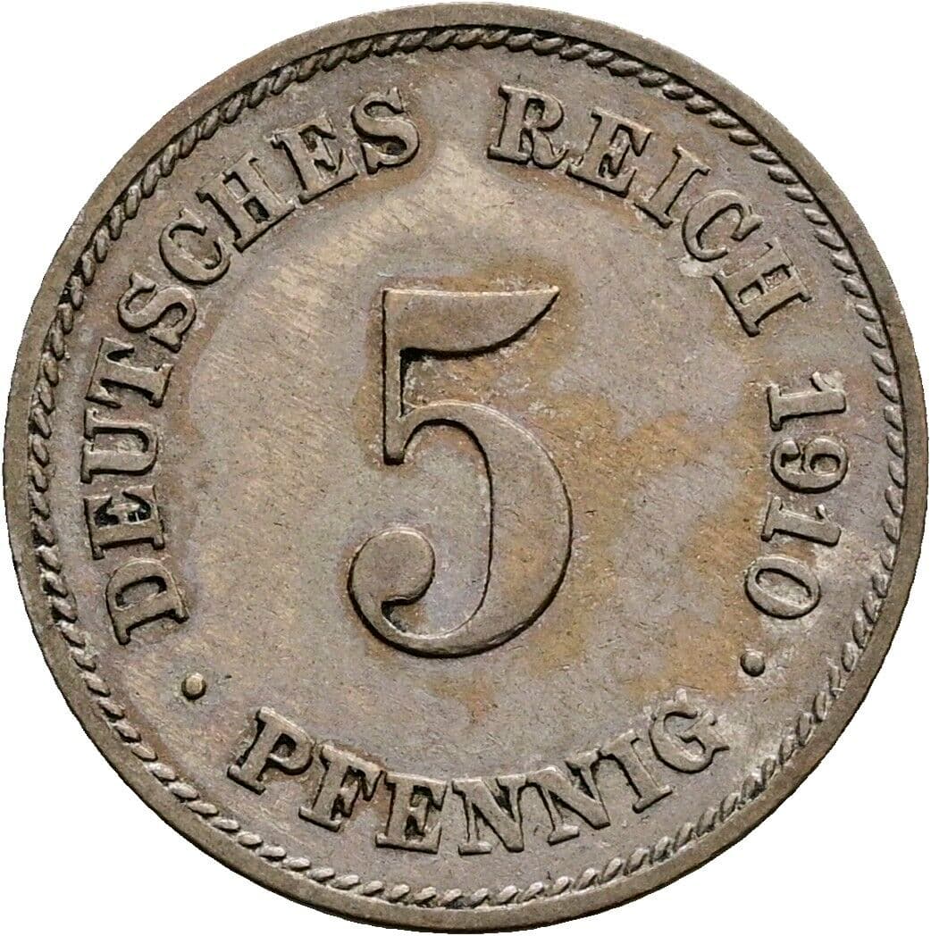 5 Pfennig 1910 G – Vorderseite