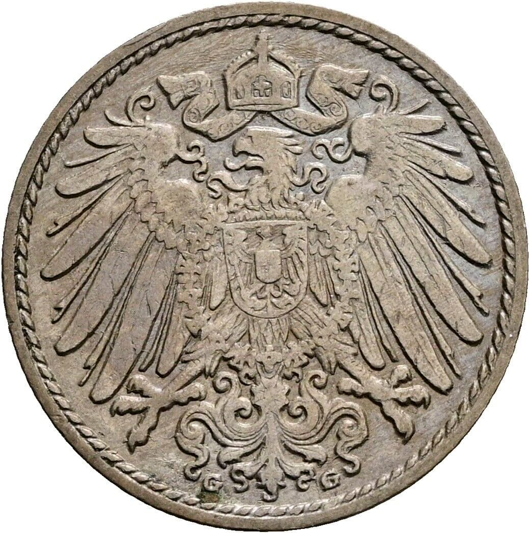 5 Pfennig 1910 G – Rückseite