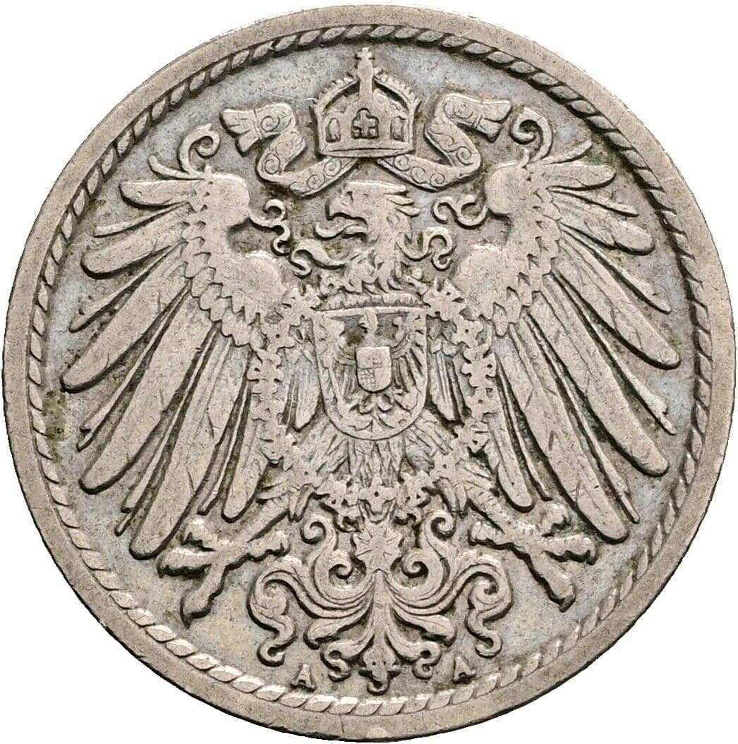 5 Pfennig 1908 A – Rückseite