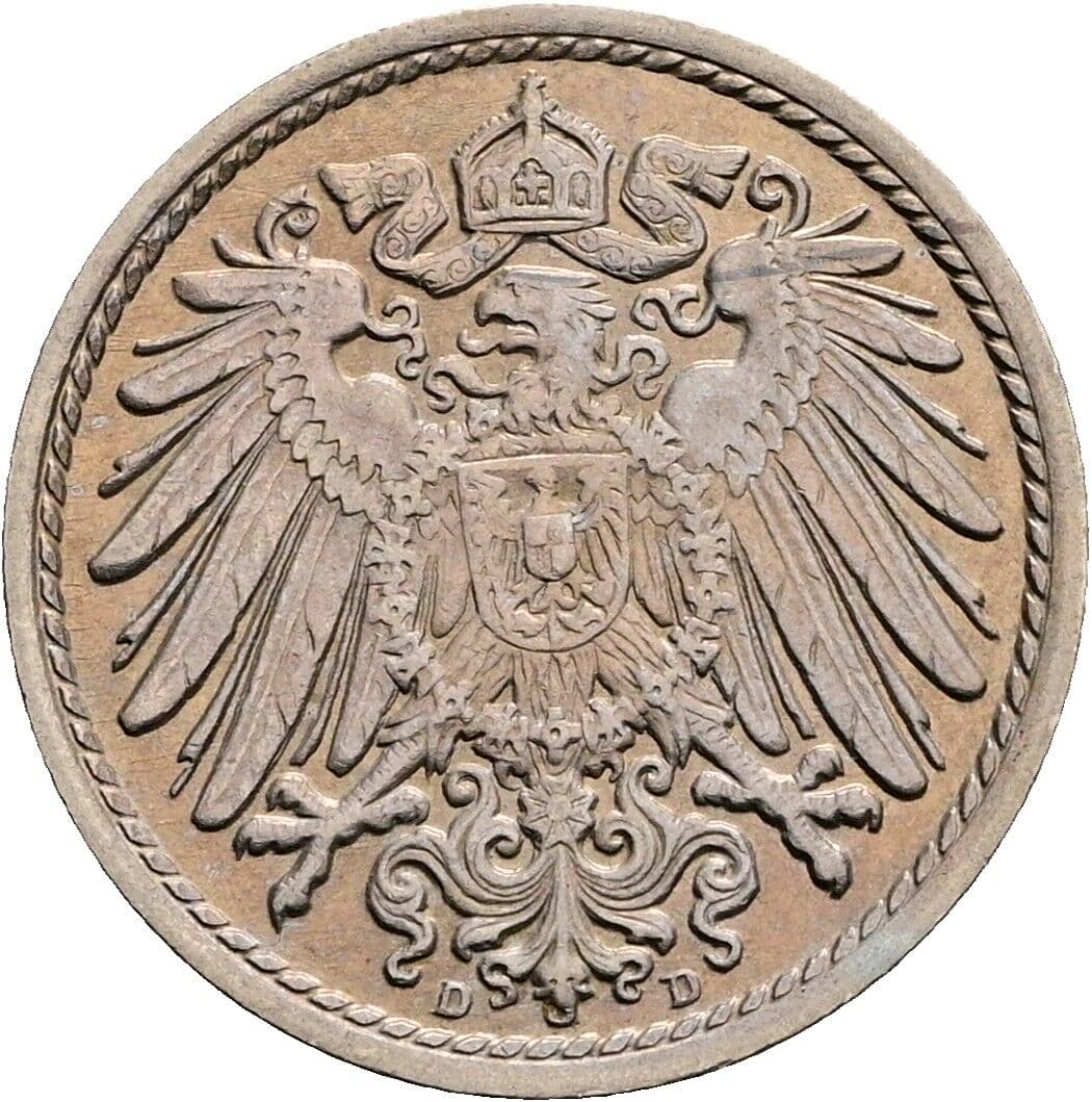 5 Pfennig 1913 D – Rückseite