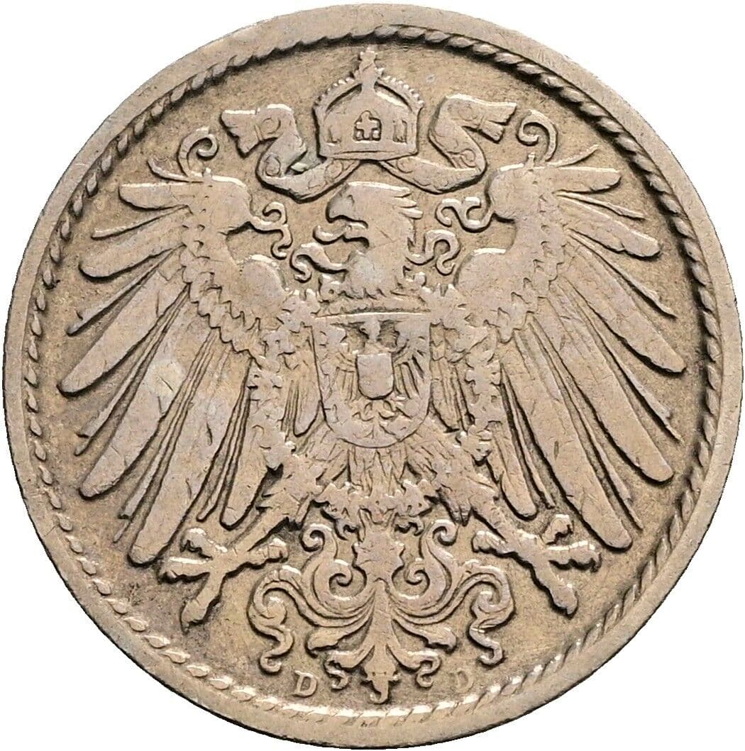 5 Pfennig 1902 D – Rückseite