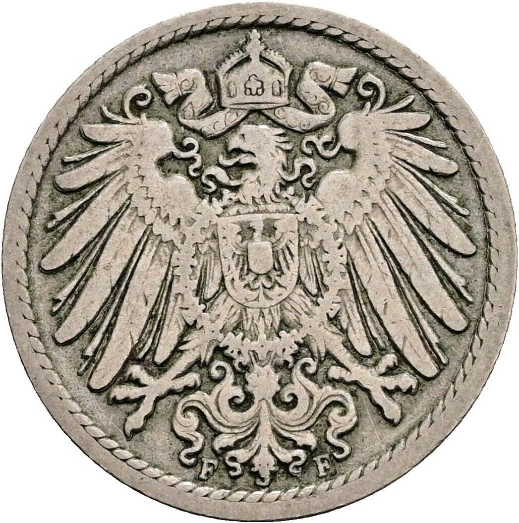 5 Pfennig 1895 F – Rückseite