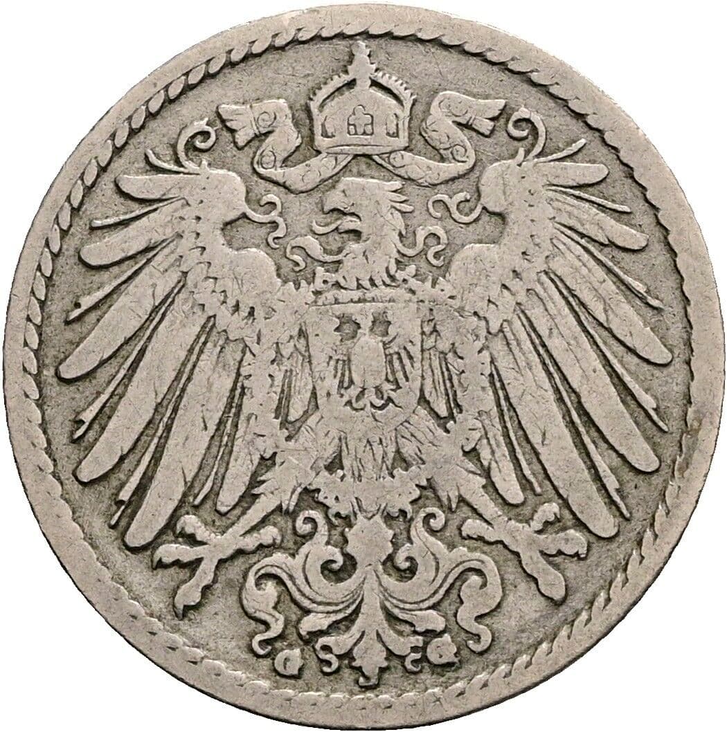 5 Pfennig 1897 G – Rückseite