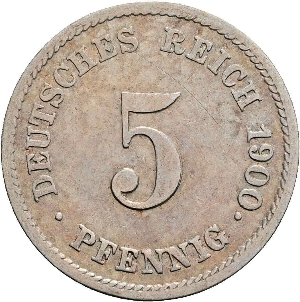 5 Pfennig 1900 J – Vorderseite