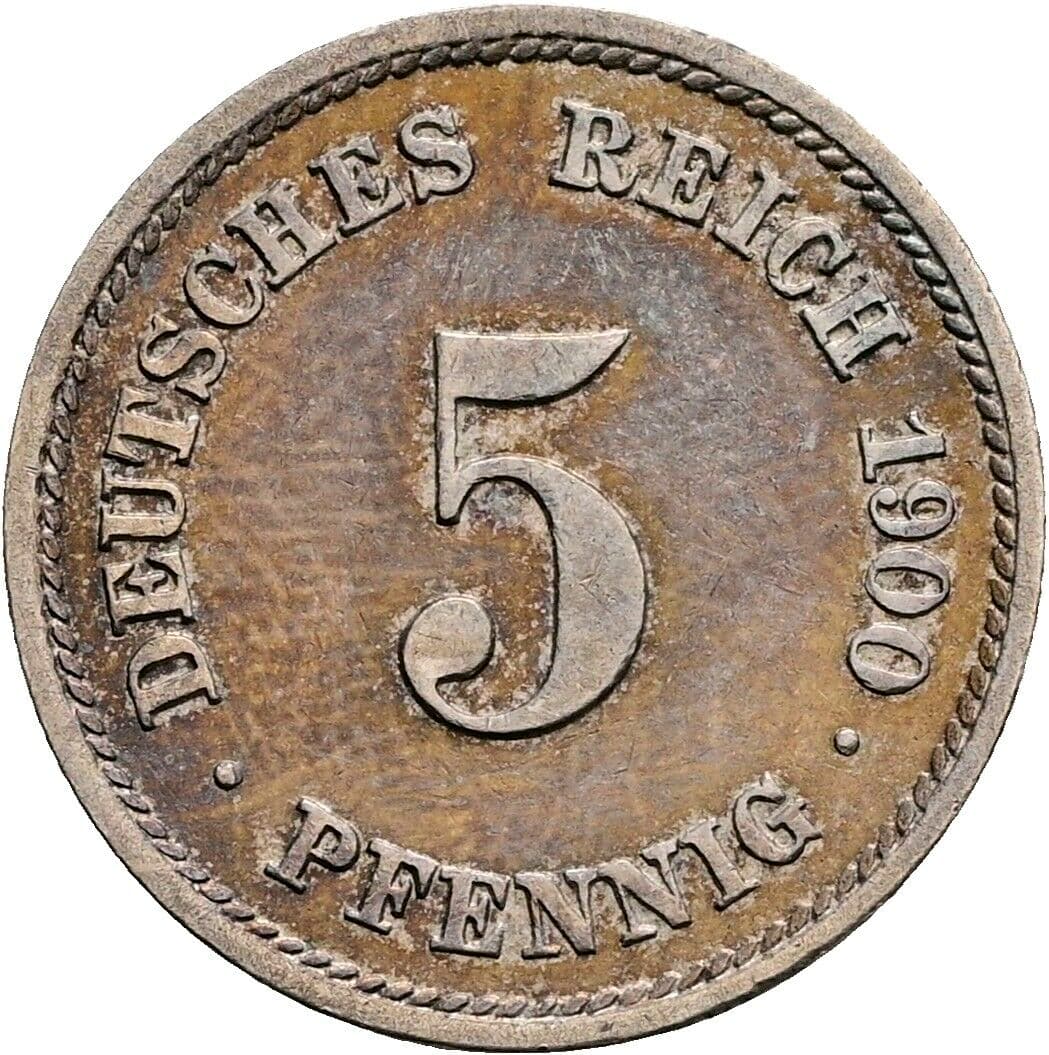 5 Pfennig 1900 F – Vorderseite