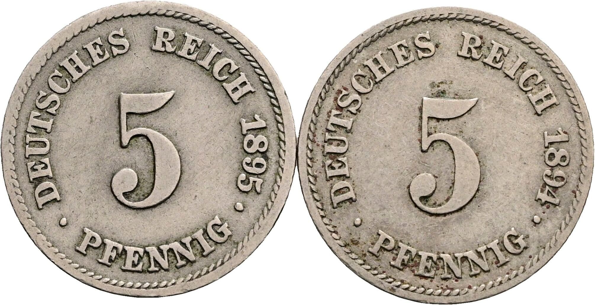 Lot 2 Stück 5 Pfennig