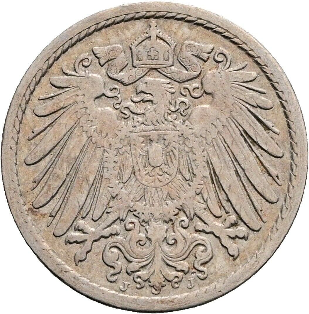 5 Pfennig 1900 J – Rückseite