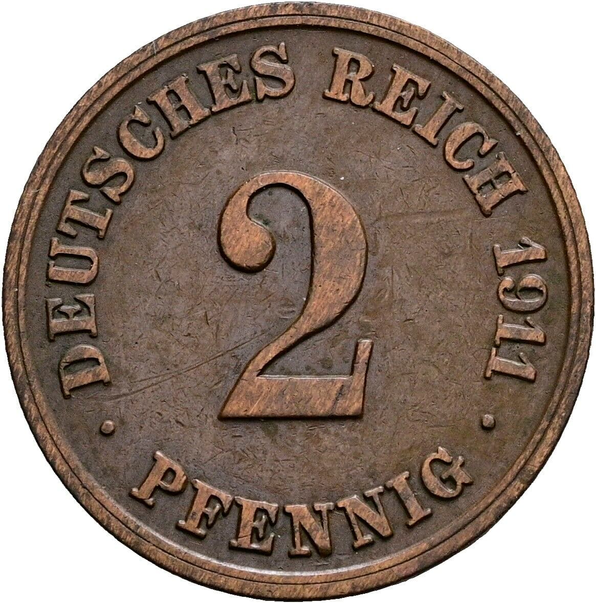 2 Pfennig 1911 E – Vorderseite