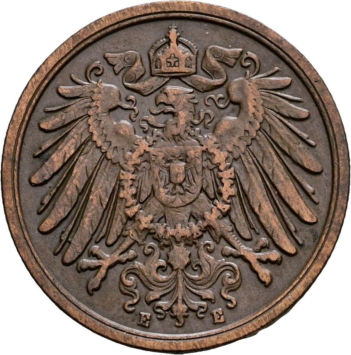 2 Pfennig 1911 E – Rückseite