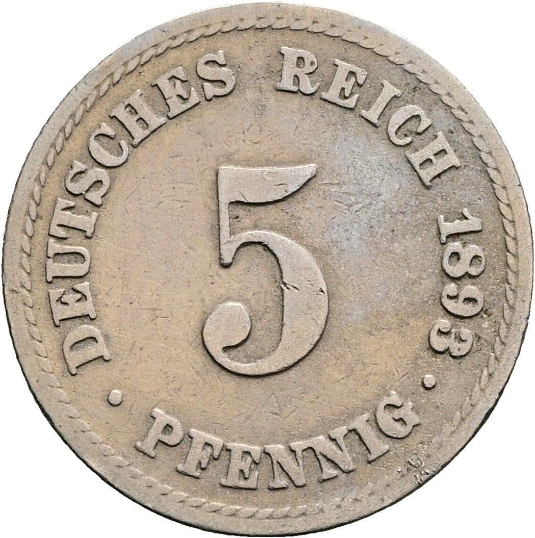 5 Pfennig 1893 A – Vorderseite