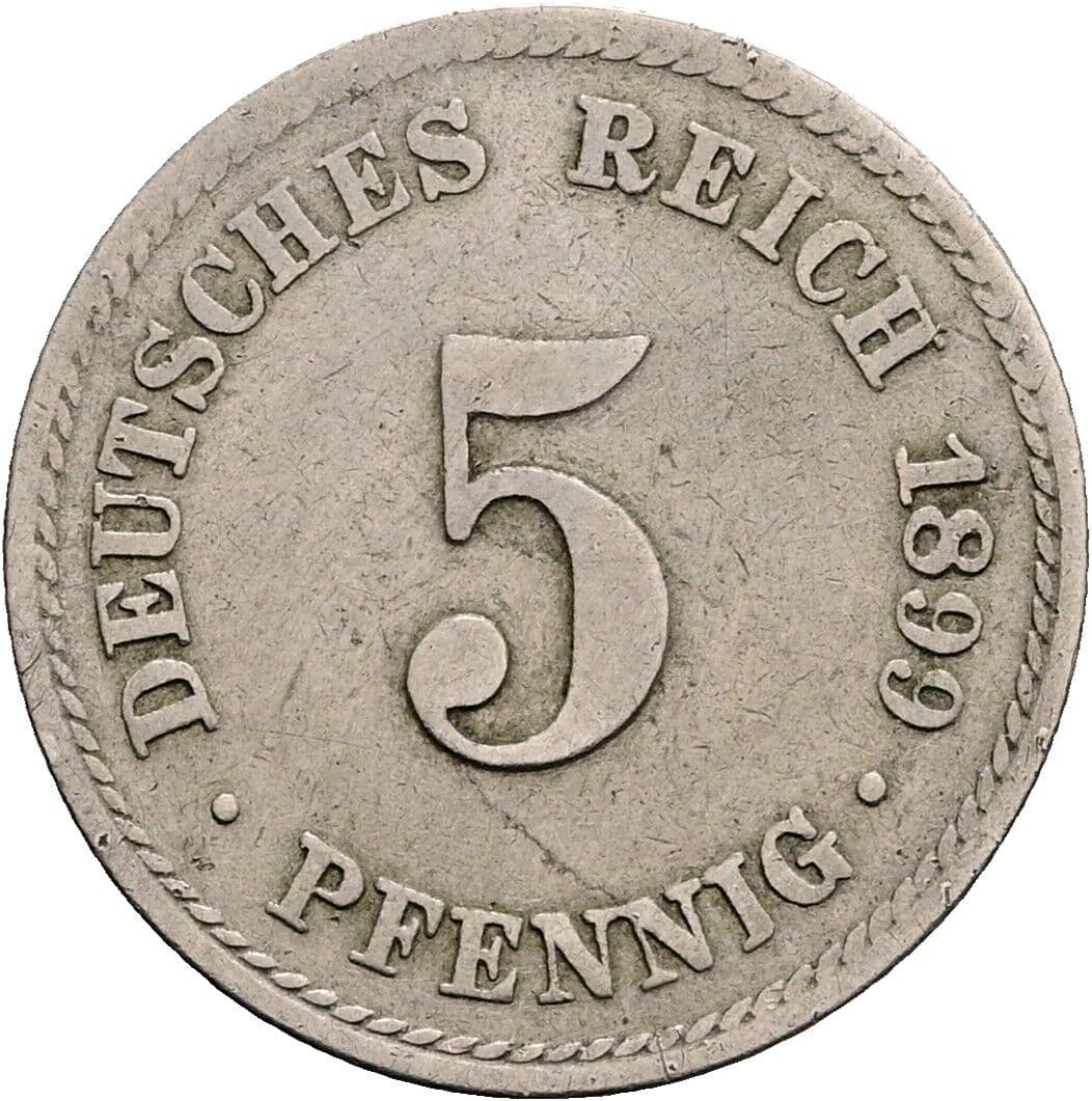 5 Pfennig 1899 A – Vorderseite