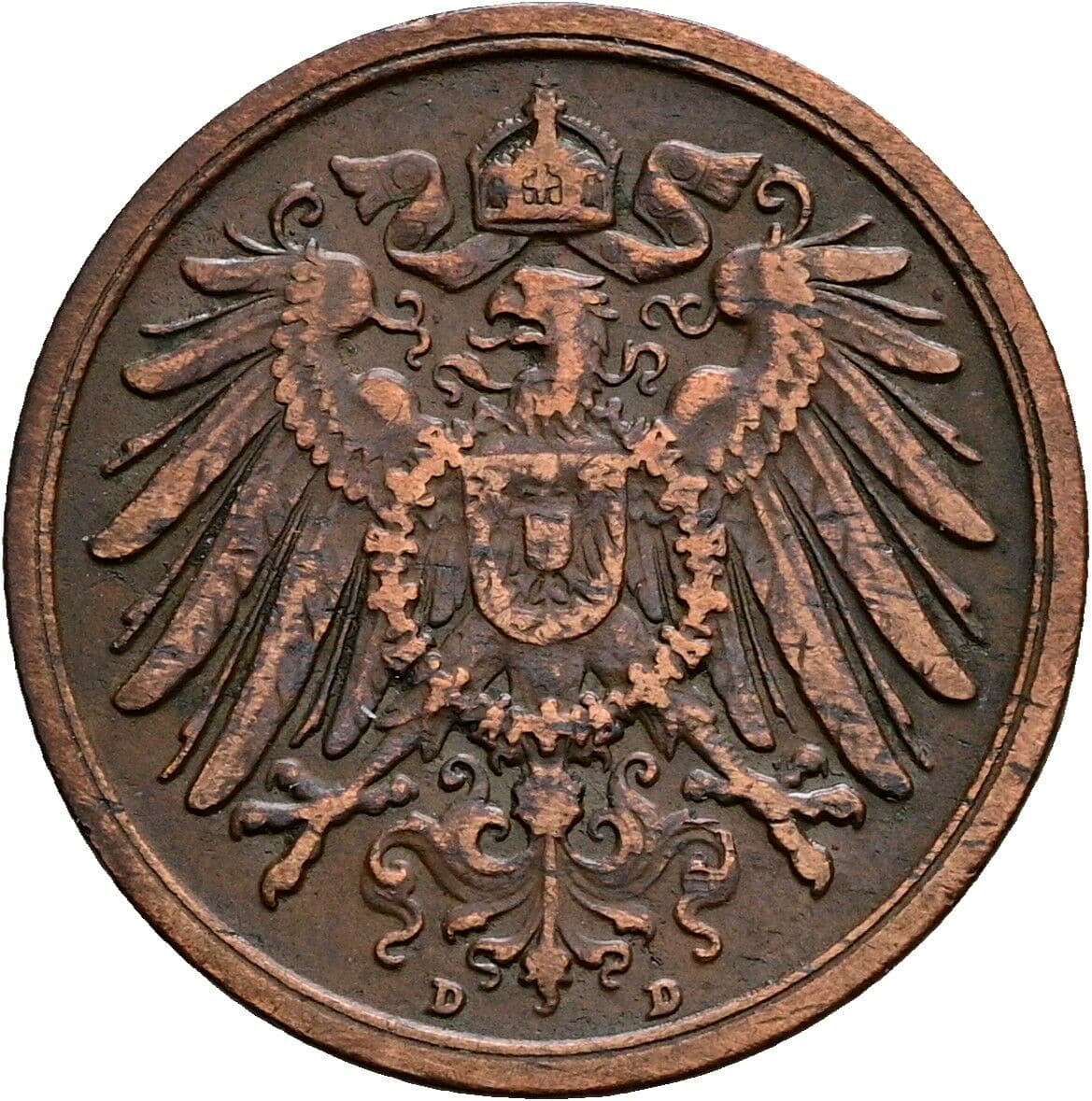 2 Pfennig 1911 D – Rückseite