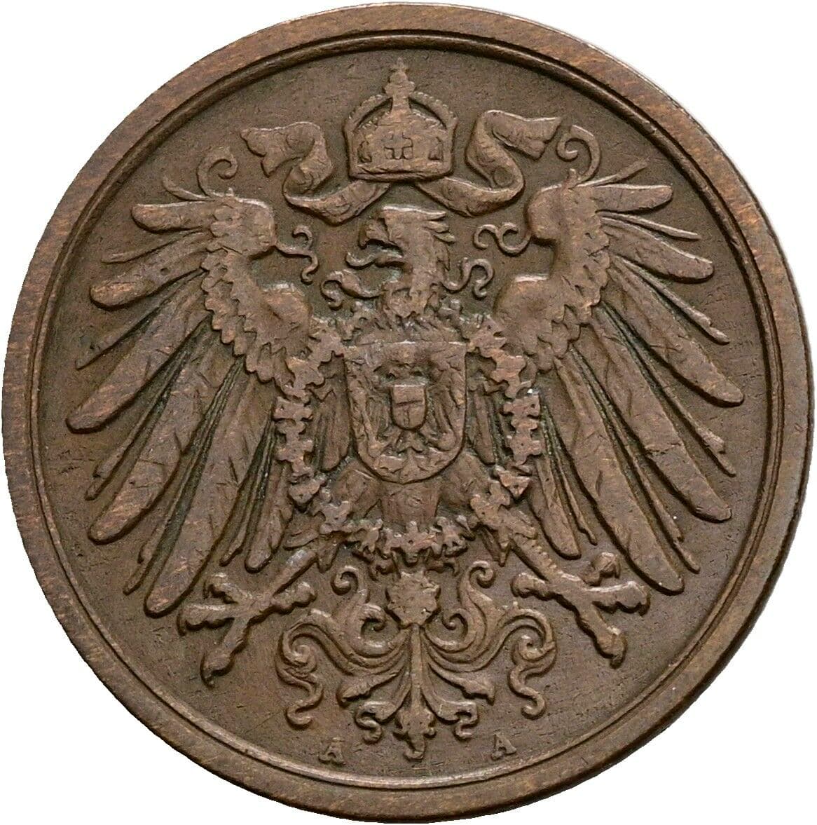 2 Pfennig 1908 A – Rückseite