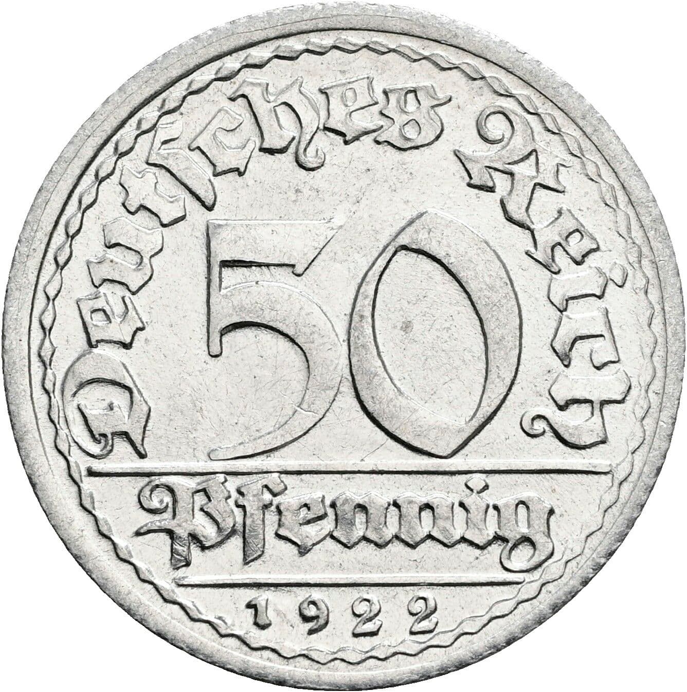 50 Pfennig 1922 G – Vorderseite