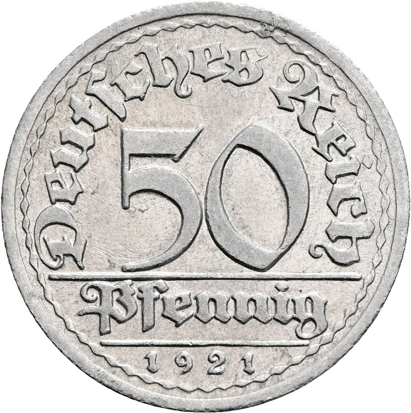 50 Pfennig 1921 G – Vorderseite
