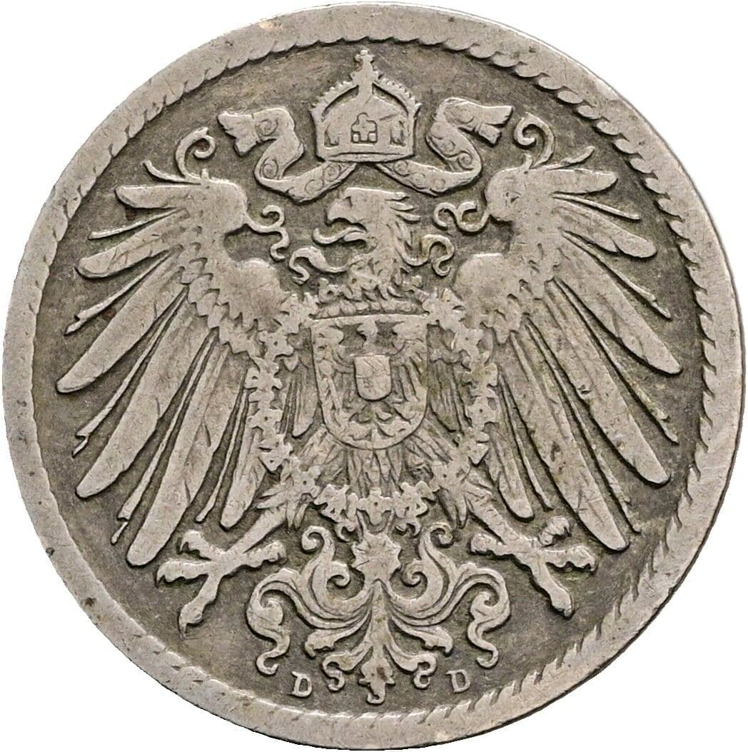 5 Pfennig 1899 D – Rückseite