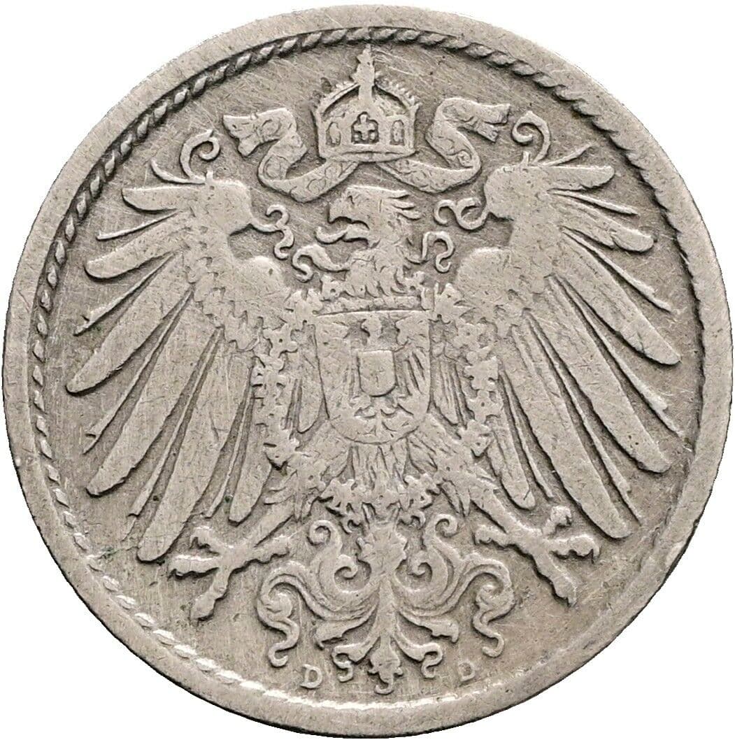 5 Pfennig 1899 D – Rückseite