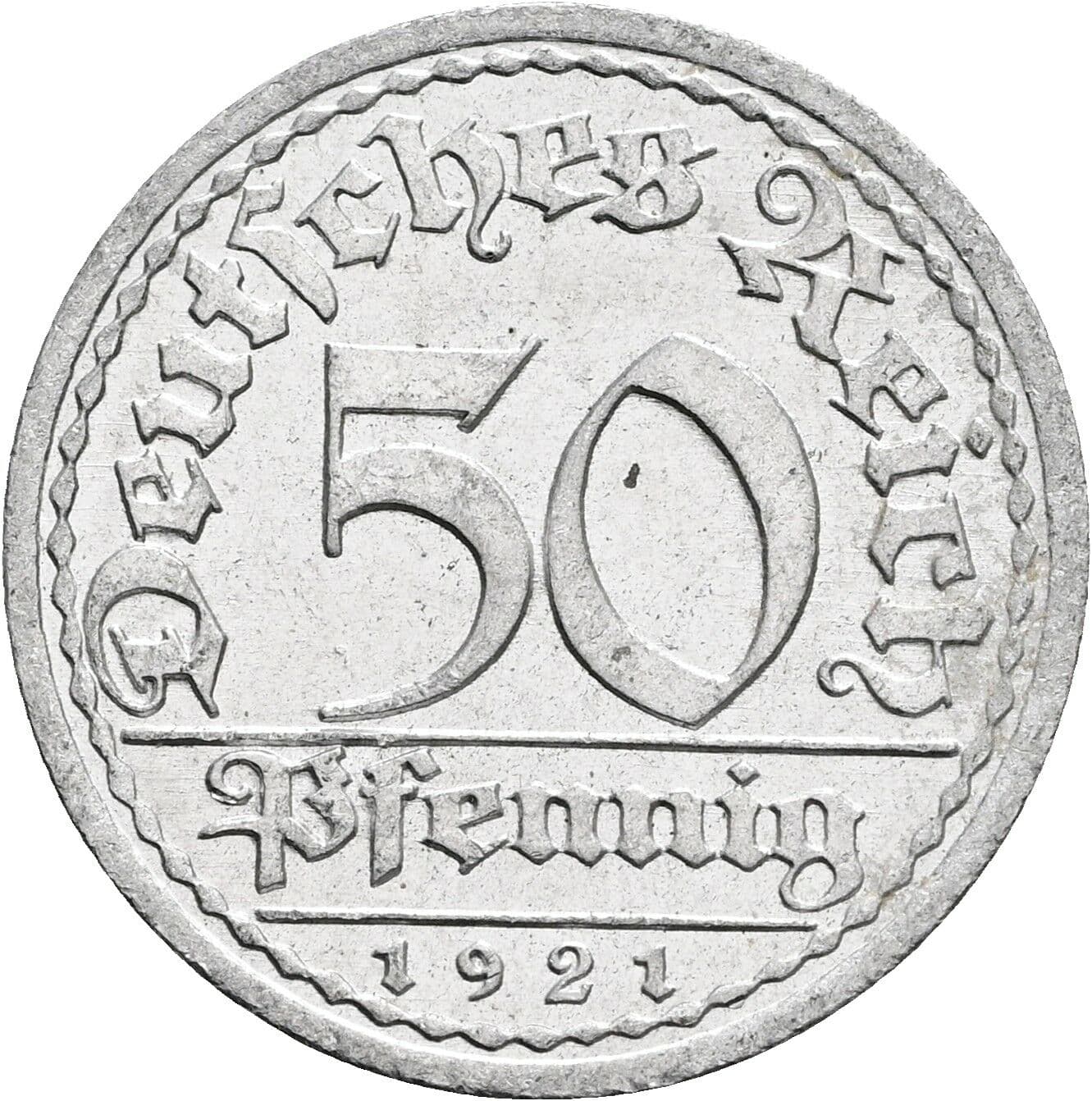 50 Pfennig 1921 A – Vorderseite