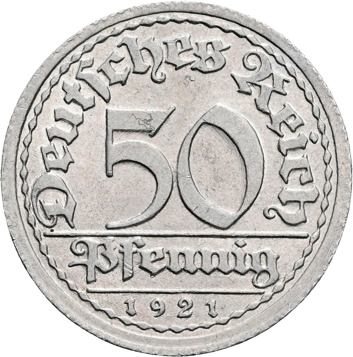 50 Pfennig 1921 G – Vorderseite